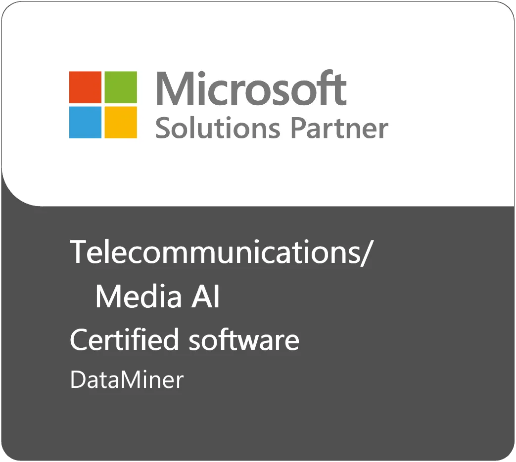 Microsoft Solutions Partner - Telecommunications / Media AI Certified software - DataMiner