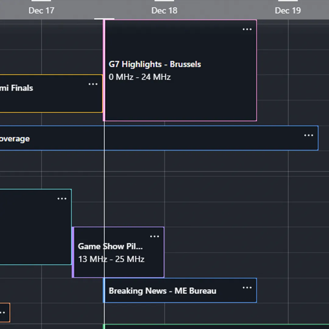 Detail screenshot of the Satellite scheduling application.