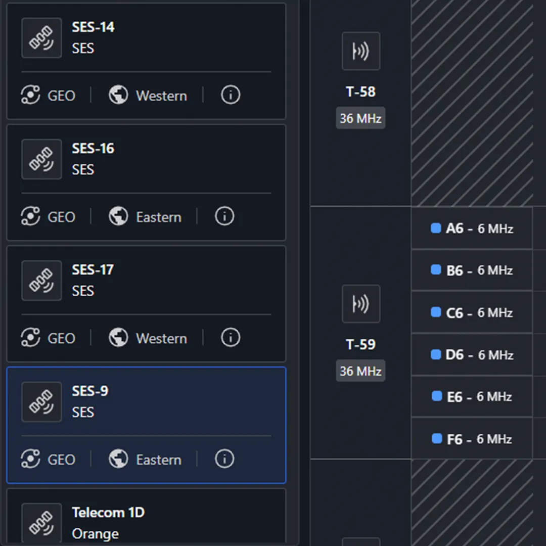 Detail screenshot of the Satellite scheduling application.