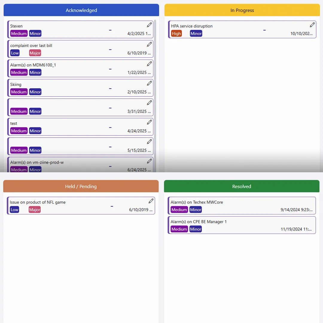 Detail screenshot of the Ticketing application.