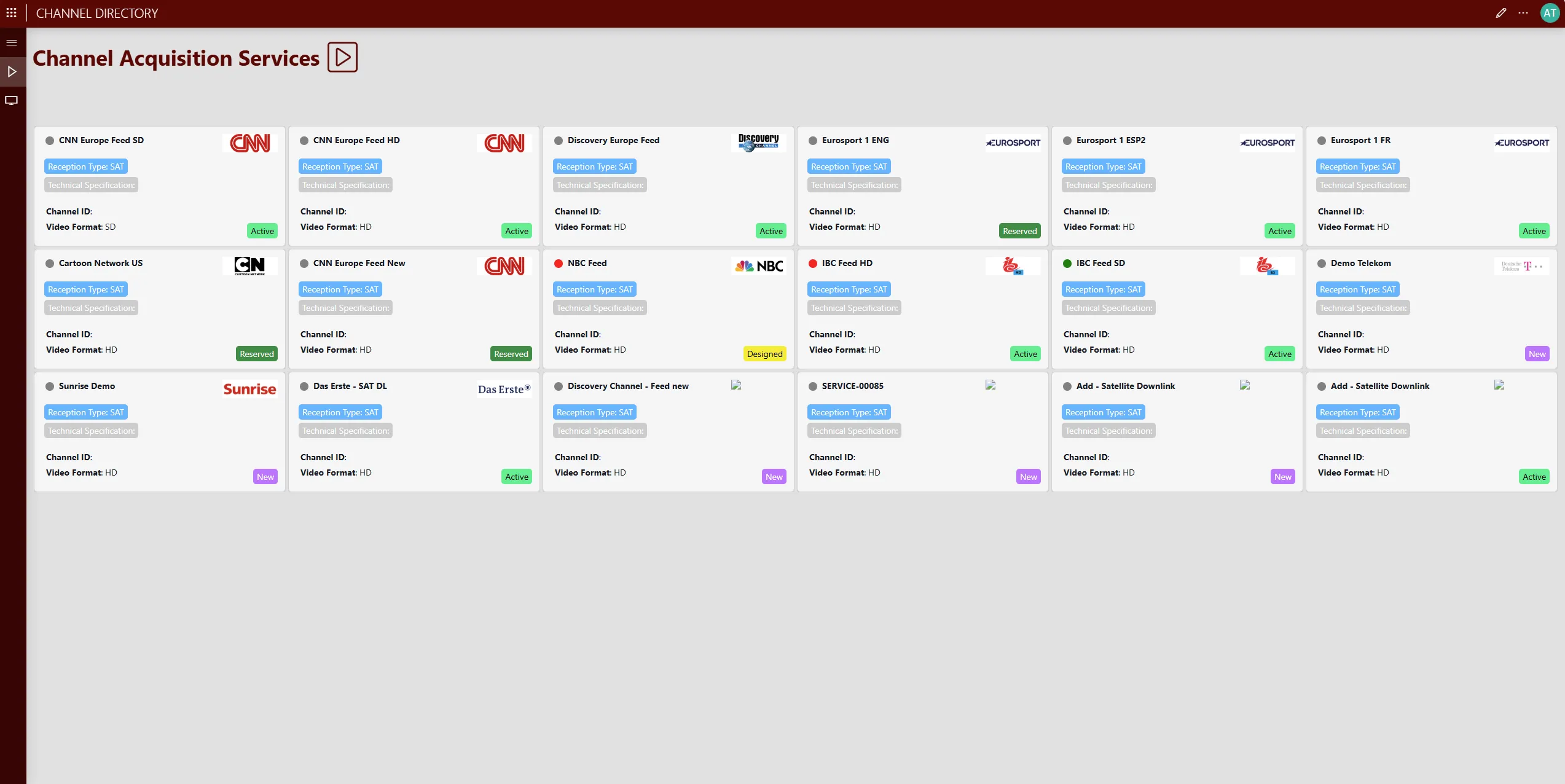 Screenshot of the Channel Manager application