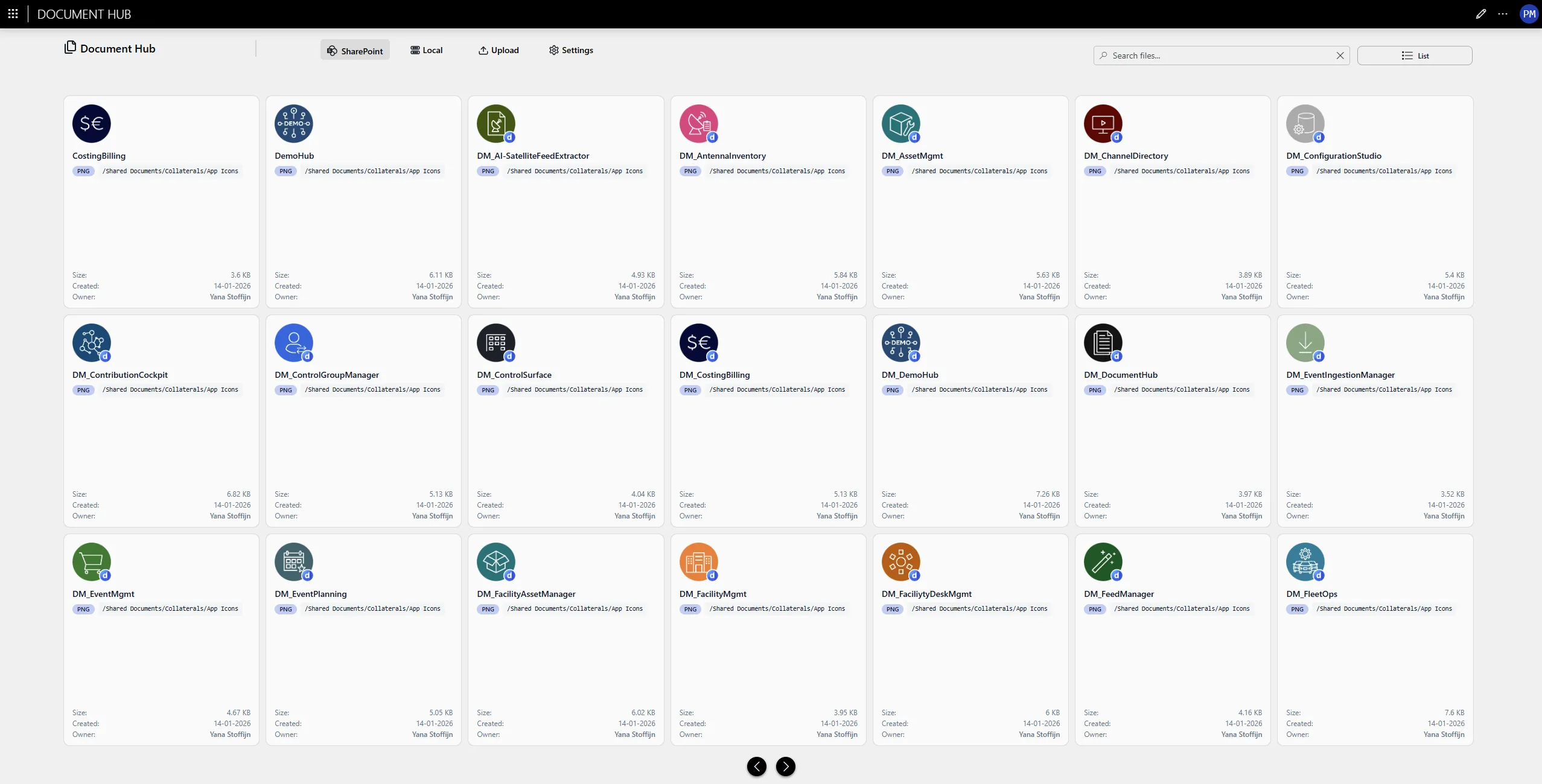 Screenshot of the Document Hub application
