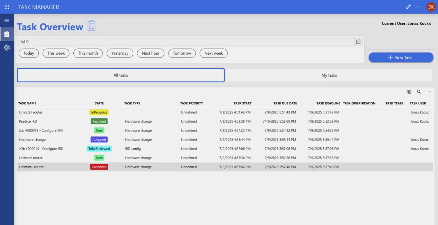 Screenshot of the Task Manager application