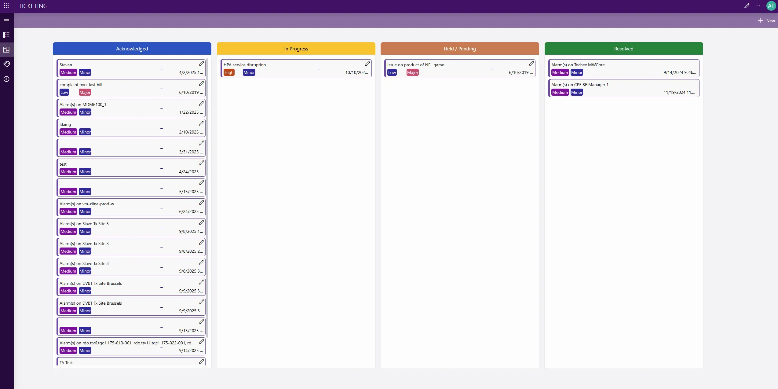 Screenshot of the Ticketing application